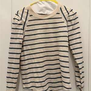 Veronica Beard Jean Puff Sleeve Baseball Tee